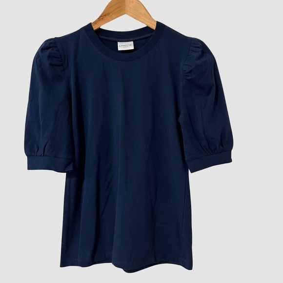 Livotte London “Megan” Navy Short Sleeve Cotton Blouse XS ($176) - Picture 1 of 6